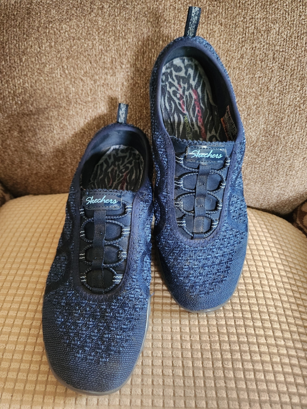 Skechers Navy Slip-On Knit Walking Shoes Size 9